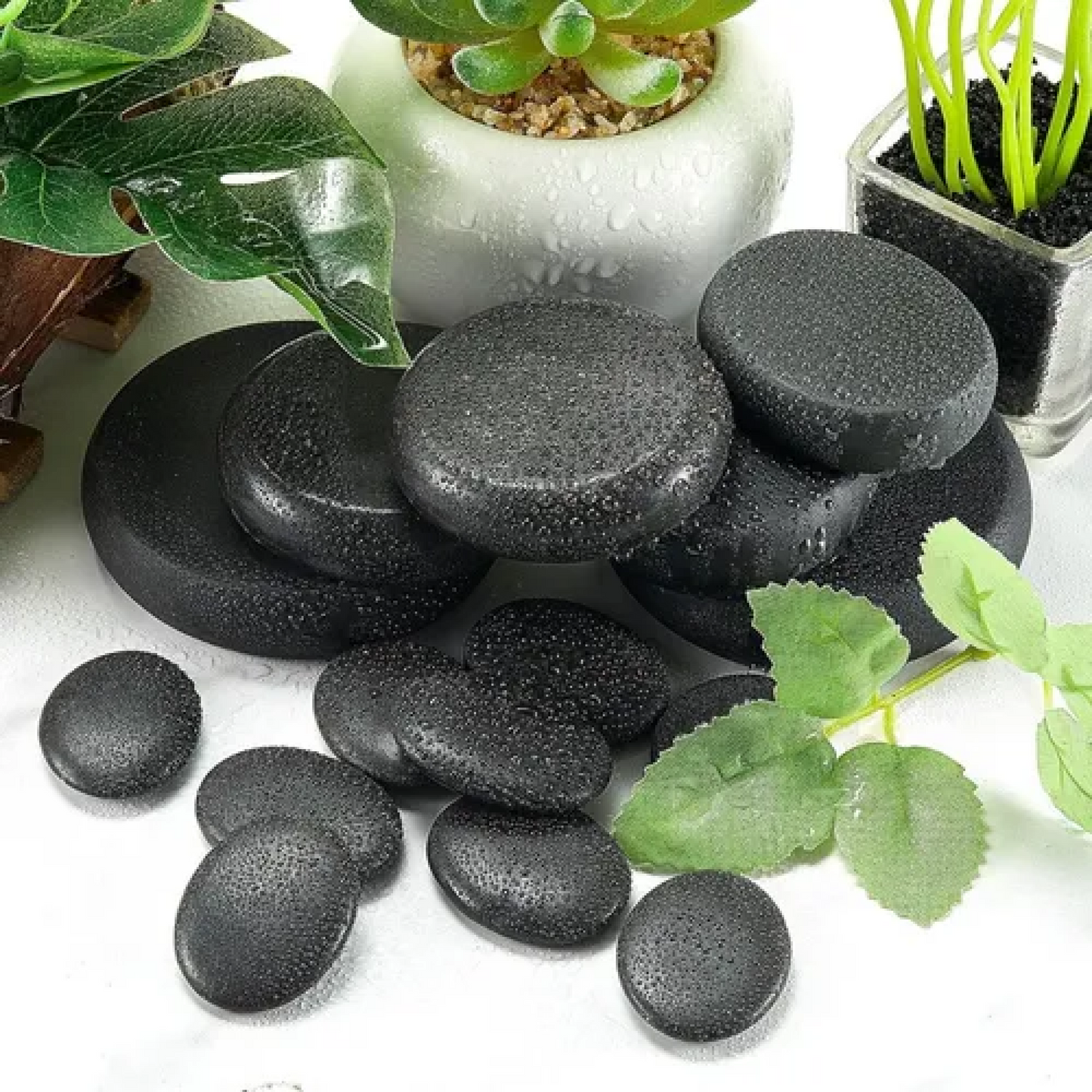 SET DE PIEDRAS DELUXE PARA MASAJE CORPORAL 64 PIEZAS